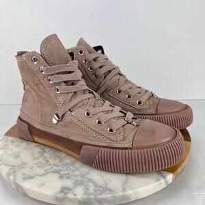 All Saints Elena Bracket BLUSH PINK SUEDE Women's High Top Sneakers EU 37/6